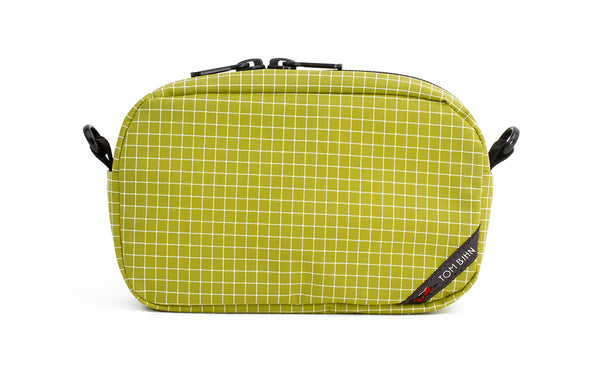 An all-fabric Wasabi green with white grid pattern 3D Organizer Cube.